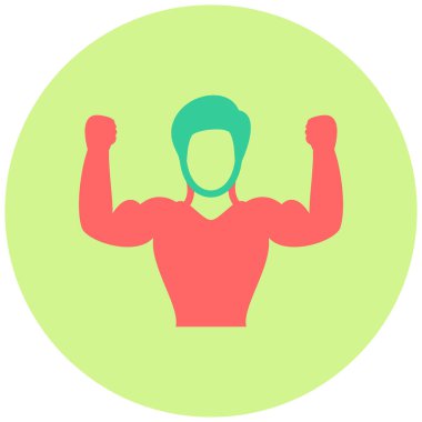 Arka planda izole edilmiş güçlü vücut geliştirici simgesi