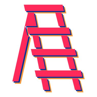 Merdiven ikonu. Beyaz arkaplanda izole edilmiş web tasarımı için ahşap merdiven vektör simgelerinin izometriği