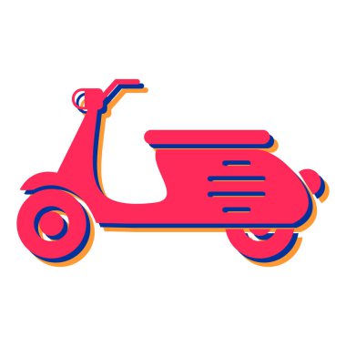 Scooter ikonu. Beyaz arkaplanda izole edilmiş web tasarımı için motosiklet vektör simgelerinin karikatürü