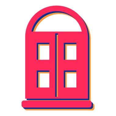 Ev kapısı simgesi. Beyaz arkaplanda izole edilmiş vektör simgelerinin düz çizimi