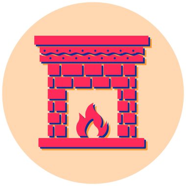 Şömine. Web simgesi basit illüstrasyon