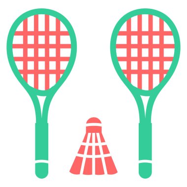 Tenis raketi ve mekik siki ikonu. vektör illüstrasyonu