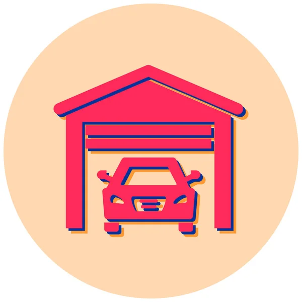 Garage Auto Icona Web — Vettoriale Stock