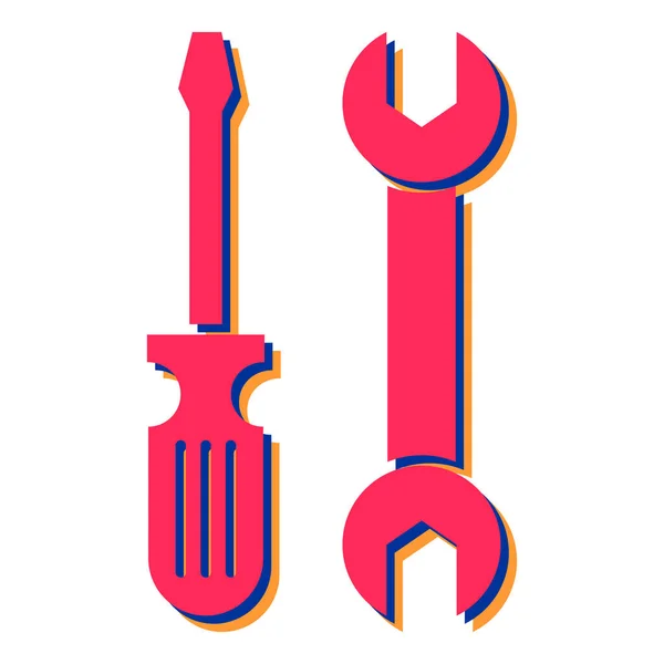 Schraubenschlüssel Und Schraubenzieher Symbol Flache Abbildung Von Schlüsselwerkzeugen Vektorsymbolen Für — Stockvektor