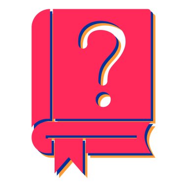 Soru işareti simgesi olan bir kitap. vektör illüstrasyonu