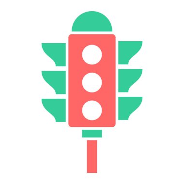 Trafik ışığı düz simgesi, vektör illüstrasyonu