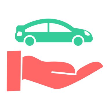 Araba ikonu. Otomatik vektör sembolü ve web tasarımının düz çizimi