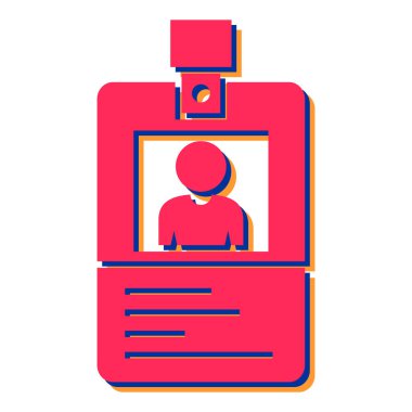 Kimlik kartı simgesi. Tanımlama rozeti vektör tasarım elementlerinin düz çizimi