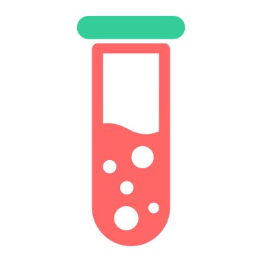 Test tübü vektör simgesi. biçim çift renkli düz sembol, yoğun kırmızı ve siyah renkler, yuvarlak açılar,