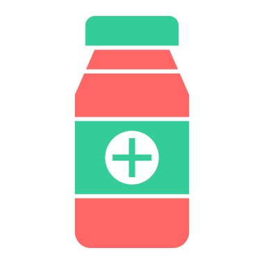 İlaç şişesi. Web simgesi basit illüstrasyon