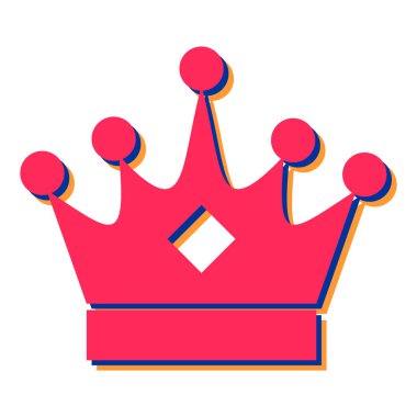 Taç ikonu. Web için kral vektör simgelerinin karikatür çizimi