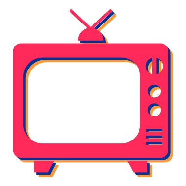 Retro televizyon ikonu. Web için eski televizyon vektör simgelerinin karikatür çizimi