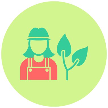 Lady Farmer simgesi, vektör illüstrasyonu