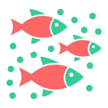 Balık ikonu. ağ için deniz yaşam vektör simgelerinin karikatür çizimi
