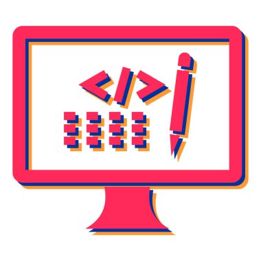 Metin vektör illüstrasyonlu bilgisayar