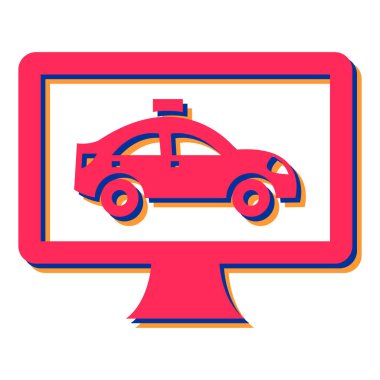 Polis arabası ekran simgesinde, basit tasarım vektör illüstrasyonu