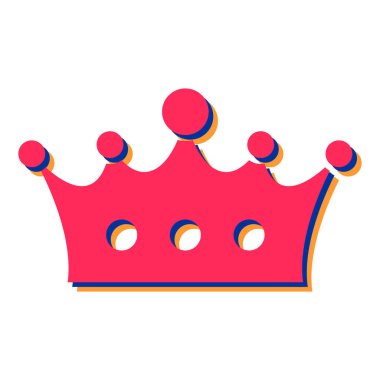 Taç ikonu. Beyaz arkaplanda izole edilmiş web tasarımı için kral vektör sembolünün izometriği