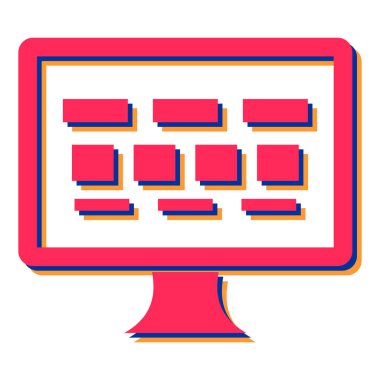 Bilgisayar monitörü simgesi. Web tasarımı için dizüstü bilgisayar vektör simgelerinin düz çizimi