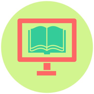 Çevrimiçi Kütüphane. Web simgesi basit illüstrasyon