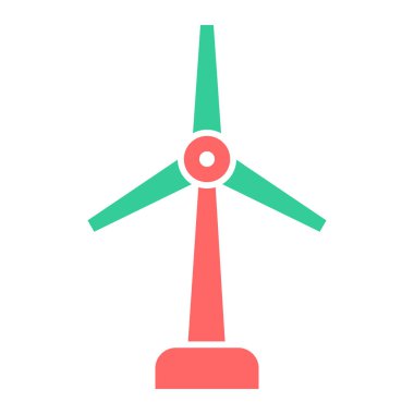 Rüzgar türbini ikonu. Web için yel değirmeni vektör simgelerinin düz çizimi