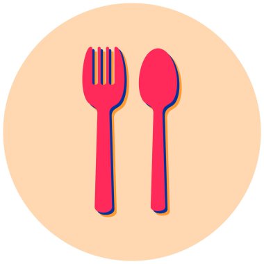 çatal ve kaşık ikon vektör çizimi