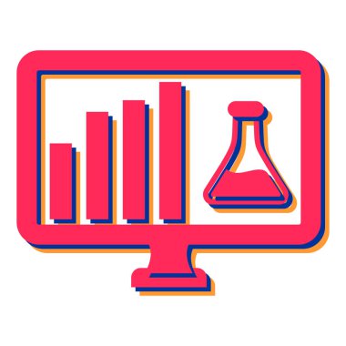 Kırmızı defteri ve tableti olan bir bilgisayar monitörü. vektör illüstrasyonu