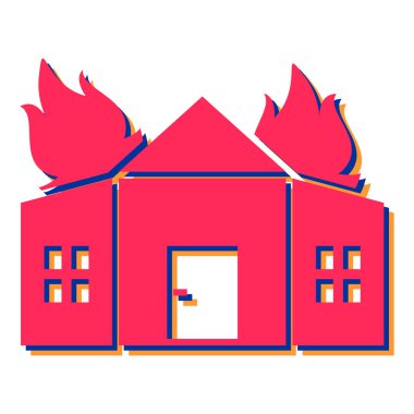 ateş ve baca vektör illüstrasyon tasarımı olan ev