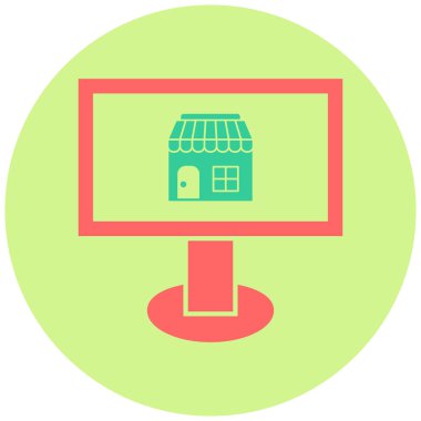 Çevrimiçi Mağaza. Web simgesi basit illüstrasyon