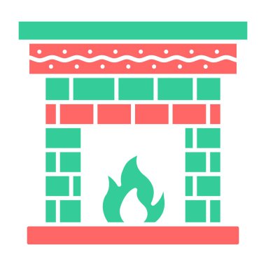 Şömine. Web simgesi vektör illüstrasyonu