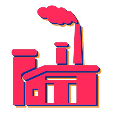 Fabrika binası baca ve endüstriyel boru vektör çizim tasarımı