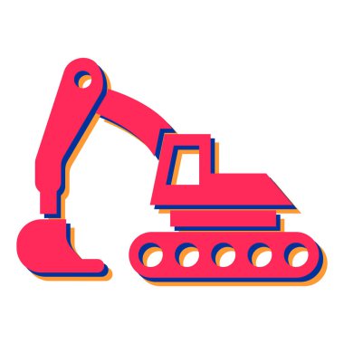 Beyaz arkaplanda düz stil kazıcı simgesi izole edildi. inşaat sembolü çizimi.