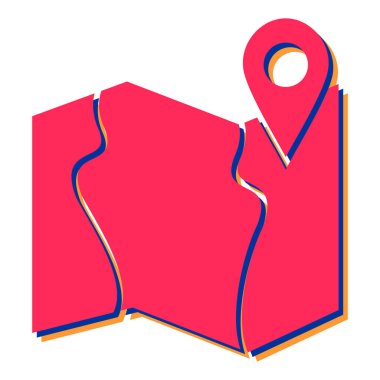 Harita iğne simgesi. Beyaz arkaplanda izole edilmiş web tasarımı için konum rotası vektör sembolünün izometriği