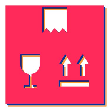 Kırılgan simgeye sahip kutu, vektör illüstrasyonu