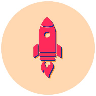 Roket. Web simgesi basit illüstrasyon