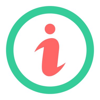 bilgi simgesi. bu yuvarlak düz sembol yeşil arkaplanda mavi ve beyaz renklerle çizilir.