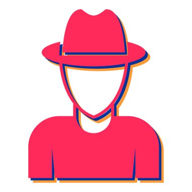 Şapkalı adam. Şapka takan adamın düz çizimi