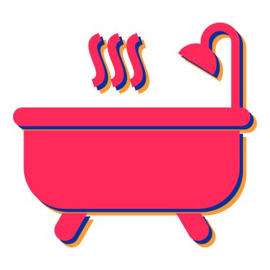 Su damlası ikonlu küvet. vektör illüstrasyonu