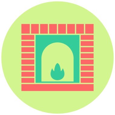 Şömine. Web simgesi basit illüstrasyon