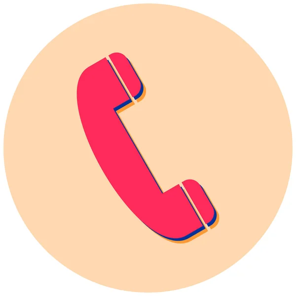Phone Telephone Call Contact Line Flat Vector Icon — Stock vektor