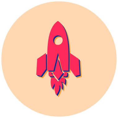 Roket. Web simgesi basit illüstrasyon