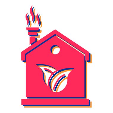 Ateşli ev ve vektör illüstrasyon tasarımı