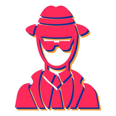 Şapka ikonlu adam. Web tasarımı için kovboy vektör sembolünün düz çizimi