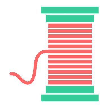 İp simgesi. Beyaz arkaplanda izole edilmiş web tasarımı için iplik bobini vektör simgelerinin basit çizimi