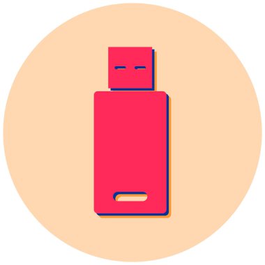 USB flash disk simgesi. Web tasarımı için basit bilgisayar vektör simgeleri çizimi