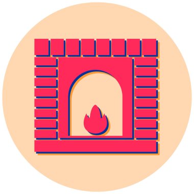 Şömine. Web simgesi basit illüstrasyon