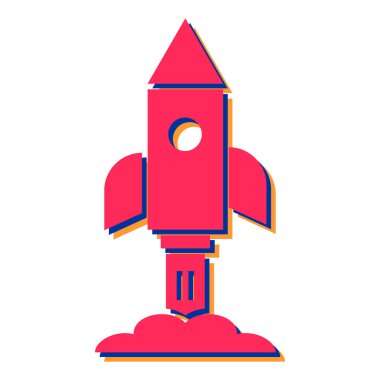 Roket fırlatma simgesi. Web için uzay mekiği vektör simgelerinin basit çizimi