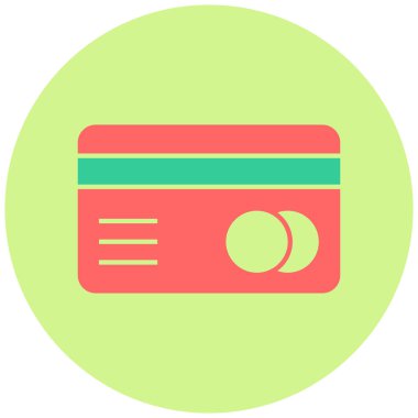 Kredi kartı düz simgesi, vektör illüstrasyonu 