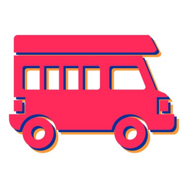 Otobüs simgesi. beyaz arkaplanda izole edilmiş van vektör simgelerinin karikatür çizimi