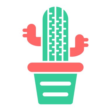 Beyaz arka planda izole edilmiş yassı bir kaktüs simgesi. yaz sembolü çizimi.