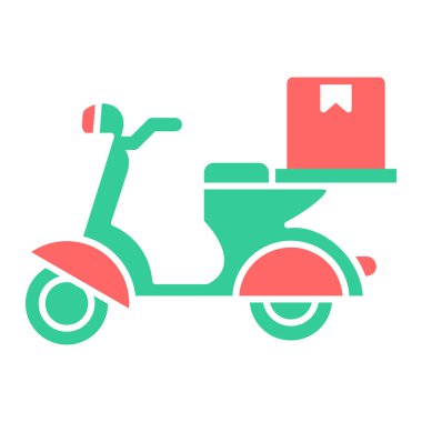 Scooter ikonu. Web için dağıtım kamyonu vektör simgelerinin düz çizimi